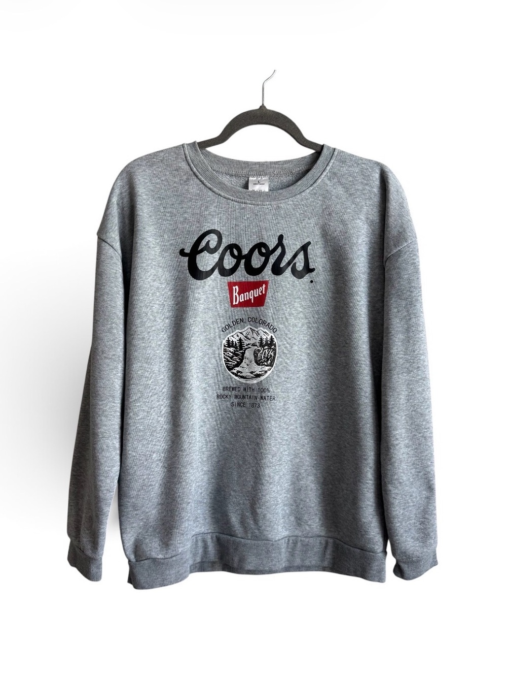 Coors Banquet Sweatshirt Gray Crewneck Graphic Pullover Women’s Size Large